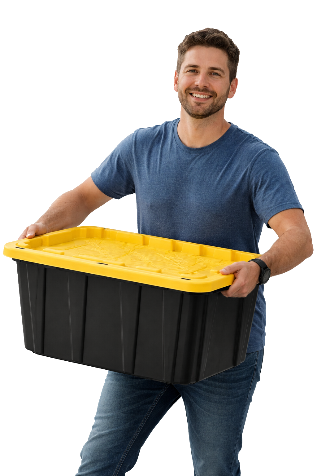 Man carrying a NestTote storage tote